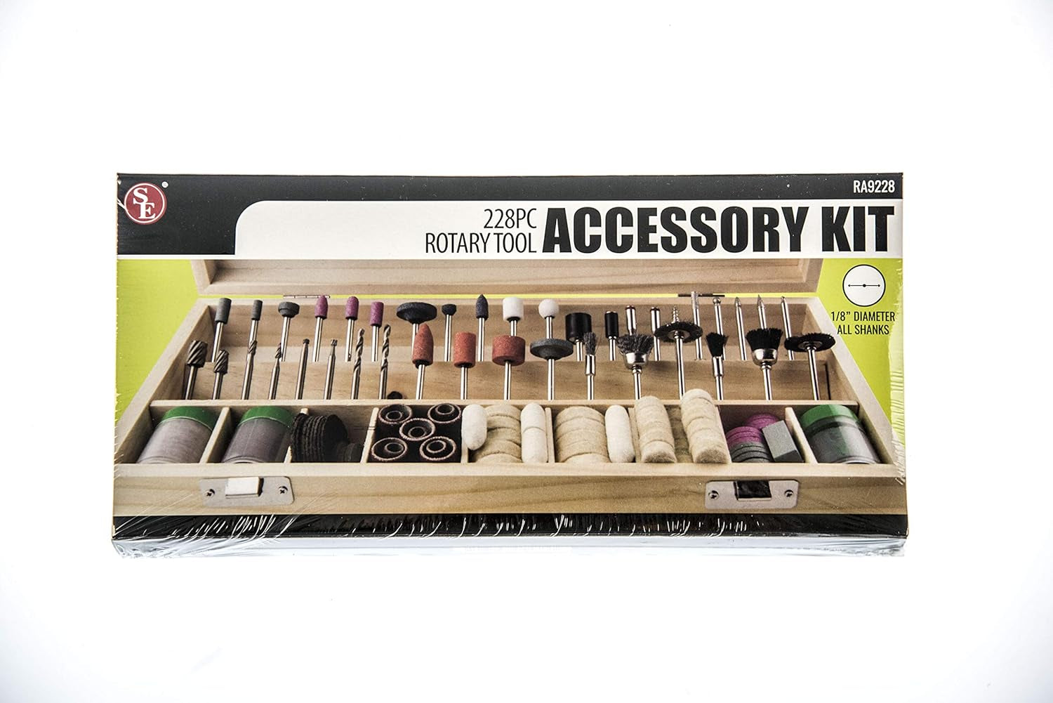 228-Piece Rotary Tool Accessory Kit - Comprehensive Set for Polishing, Drilling, and Engraving with Sanding Bands, Grinding Stones, Woolen Wheels, and Elegant Wooden Storage Case - RA9228