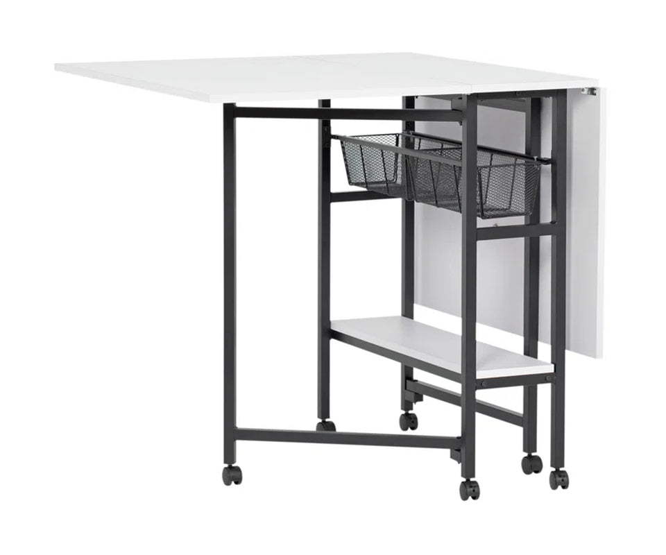 Versatile 60'' x 36'' Mobile Foldable Craft Table - Ideal for Creative Projects