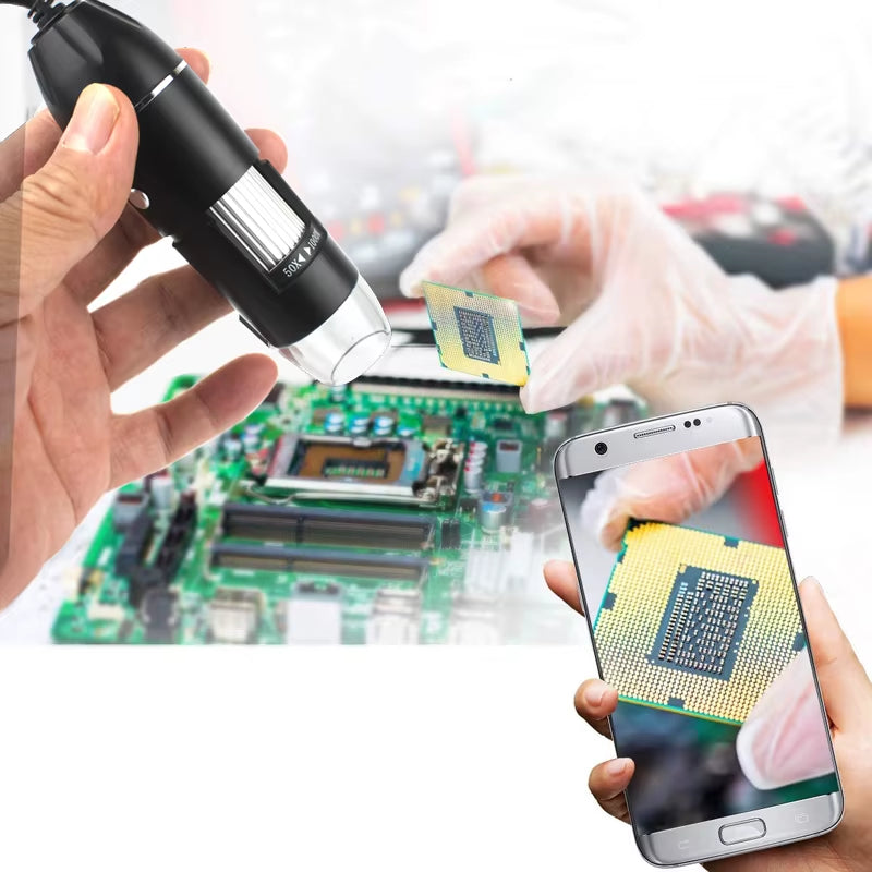 1600X Portable Digital Microscope Camera - Multifunctional 3-in-1 USB Type-C LED Magnifier for Soldering and Mobile Device Repair