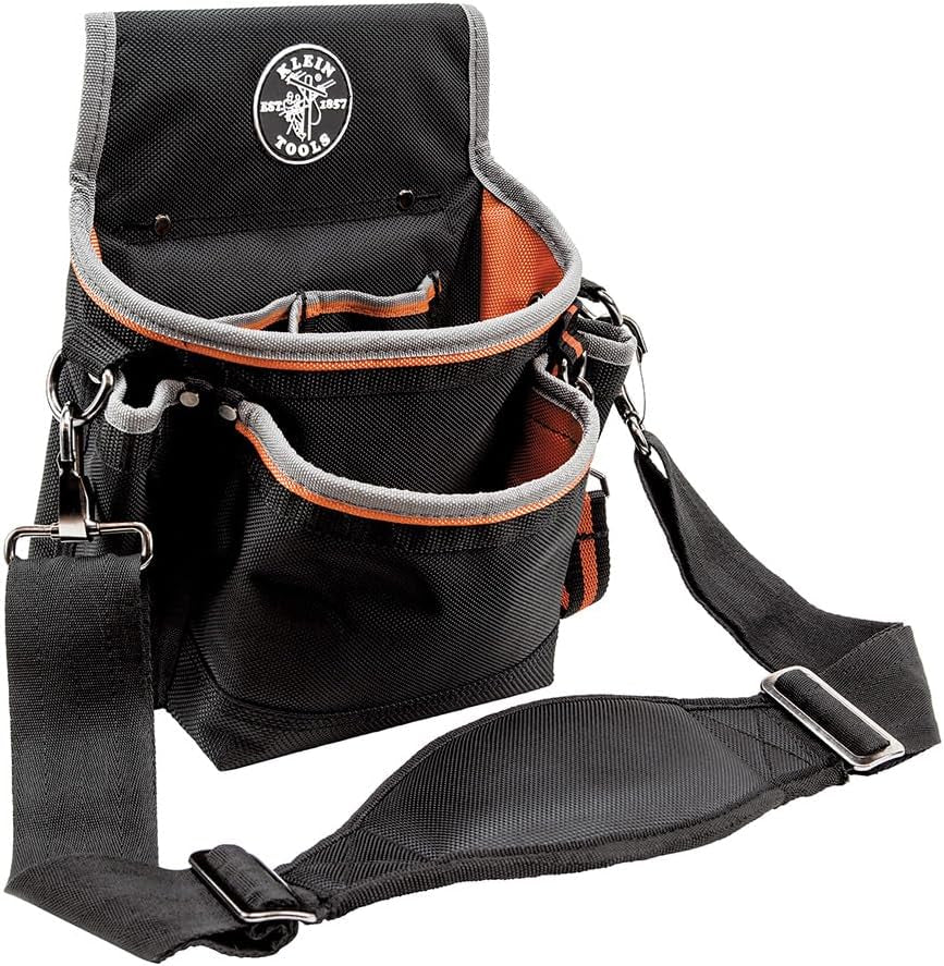 Klein Tools 5242 Tradesman Pro Tool Pouch with Electrical Tape Holder, Reinforced Base, and 9 Pockets