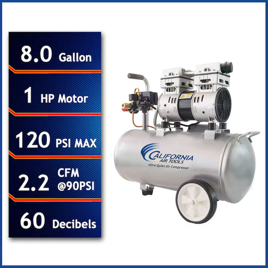 8-Gallon Portable Electric Air Compressor with 120 PSI Capacity