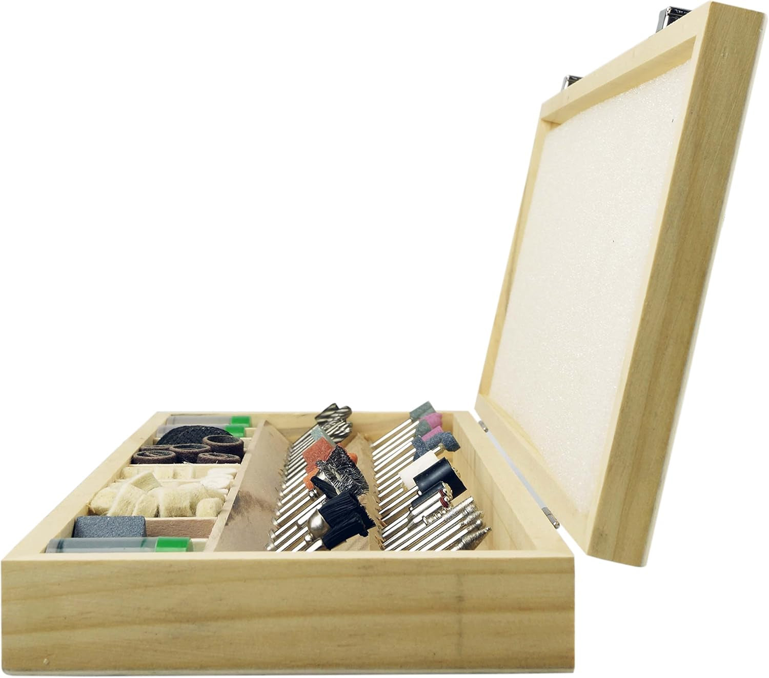 228-Piece Rotary Tool Accessory Kit - Comprehensive Set for Polishing, Drilling, and Engraving with Sanding Bands, Grinding Stones, Woolen Wheels, and Elegant Wooden Storage Case - RA9228
