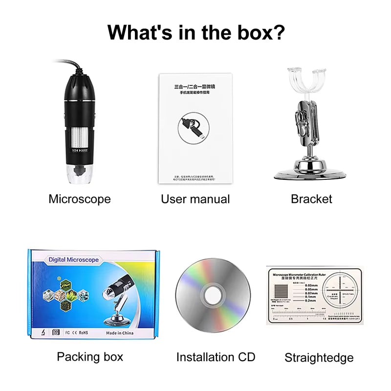 1600X Portable Digital Microscope Camera - Multifunctional 3-in-1 USB Type-C LED Magnifier for Soldering and Mobile Device Repair