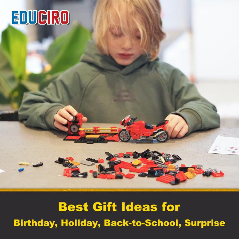 Educiro 3 in 1 Train Motorcycle Tractor Building Kit STEM Creative Toys Gifts for Kids Building Toys