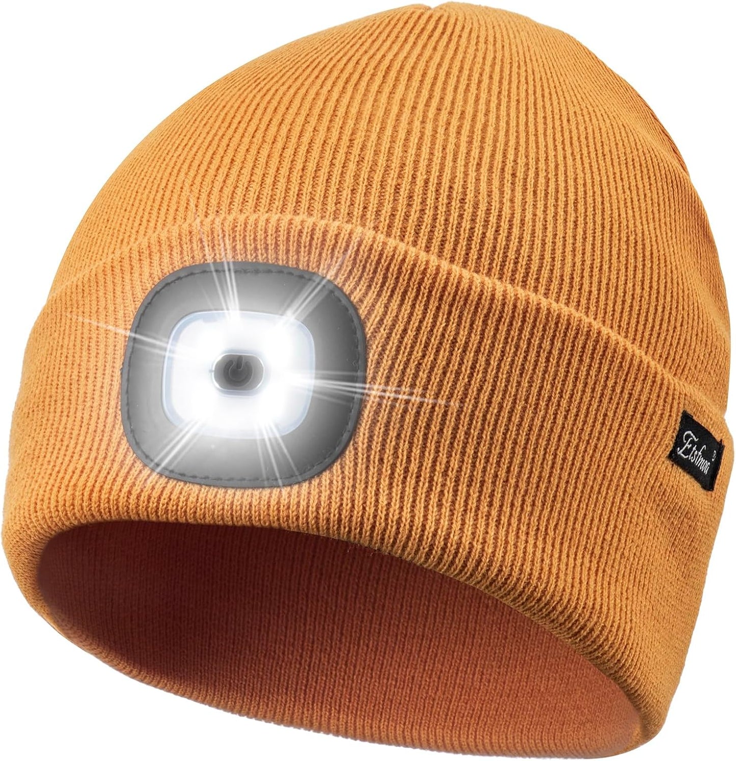Etsfmoa Unisex USB Rechargeable Beanie with Light - Ideal Gift for Men, Dads, and Fathers