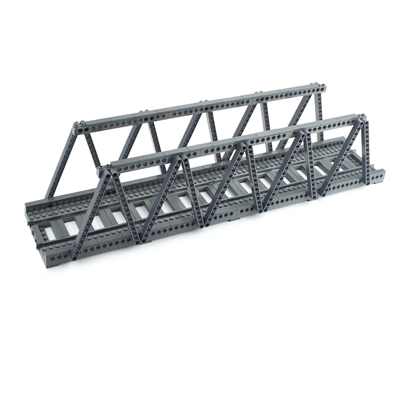City Train Tracks & Station Building Blocks Set - Mini Signs, Signal Lights, Straight & Curved Rails for Creative Railway Models