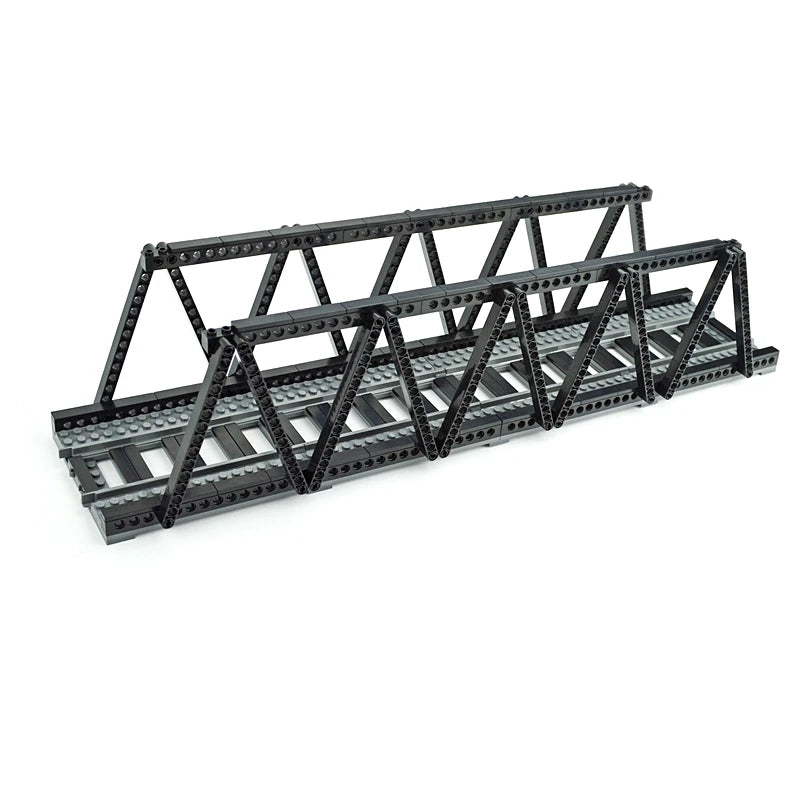 City Train Tracks & Station Building Blocks Set - Mini Signs, Signal Lights, Straight & Curved Rails for Creative Railway Models