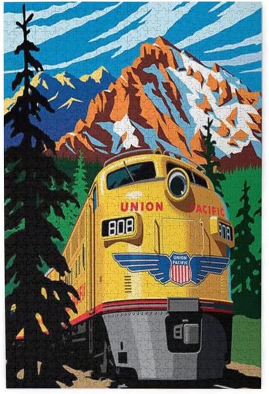 Union Pacific Railway Logo Rustic 300-Piece Jigsaw Puzzle for Adults - Ideal Gift for Family and Kids, Perfect for Decoration and Entertainment