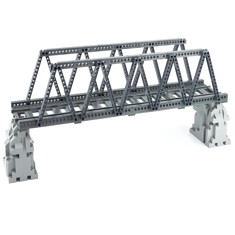 City Train Tracks & Station Building Blocks Set - Mini Signs, Signal Lights, Straight & Curved Rails for Creative Railway Models