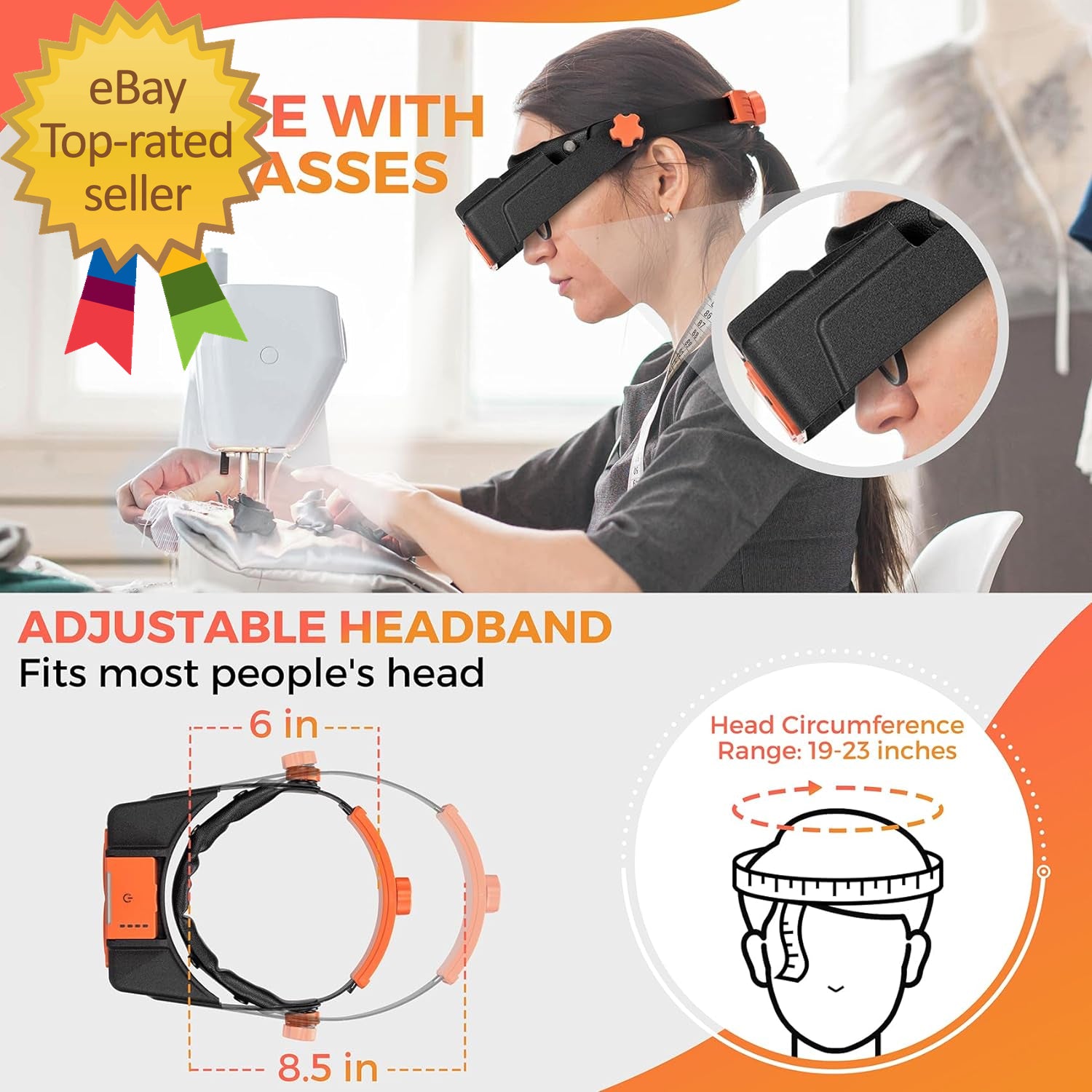 Rechargeable LED Headband Magnifier for Precision and Detail-Oriented Tasks