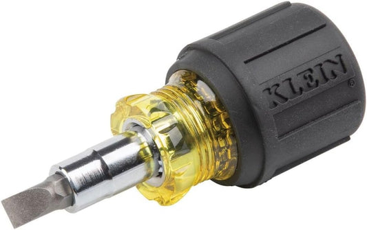 Klein Tools 32561 6-in-1 Stubby Multi-Bit Screwdriver and Nut Driver with Dual Phillips, Slotted, and Nut Driver Options