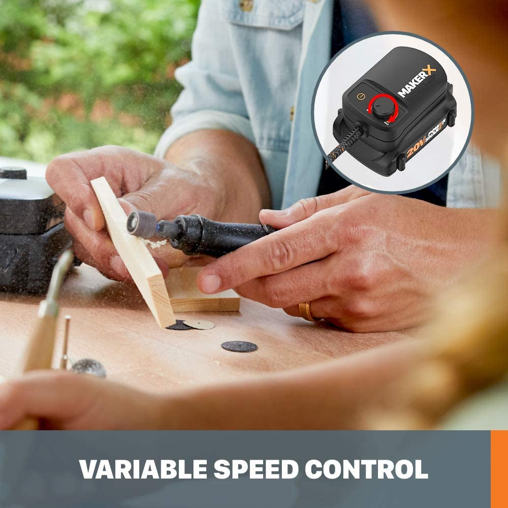 Worx MAKERX WX988L Crafting Tool Combo Kit - Versatile Rotary Tool and Wood/Metal Crafting Solution for Creative Projects