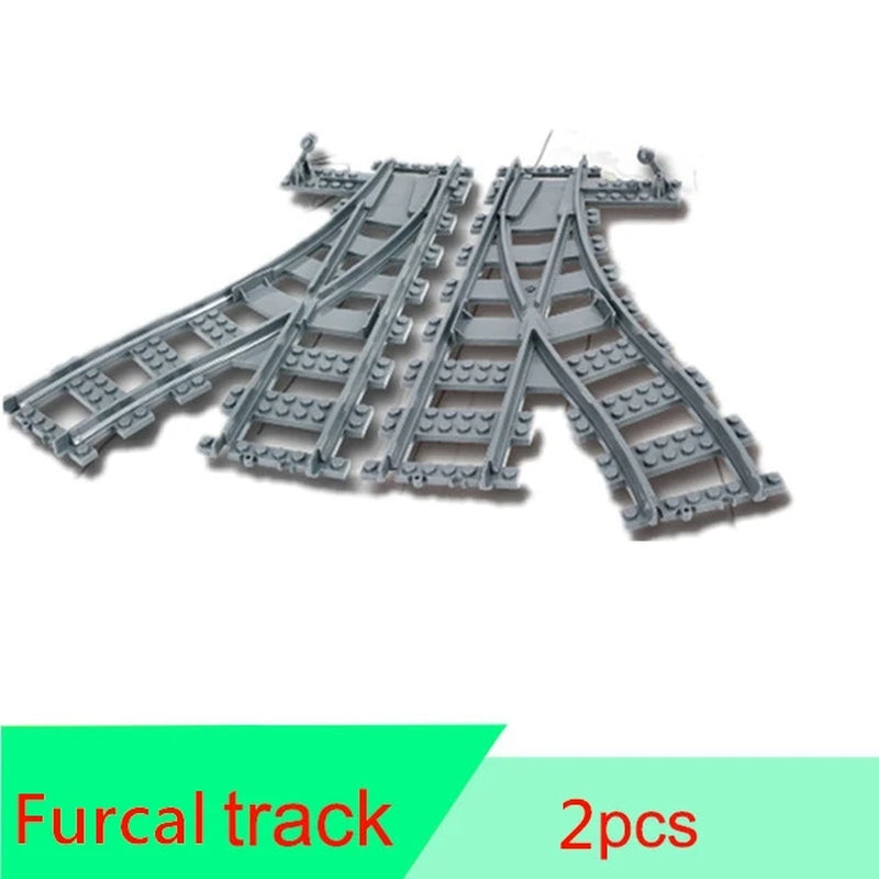 City Train Tracks & Station Building Blocks Set - Mini Signs, Signal Lights, Straight & Curved Rails for Creative Railway Models