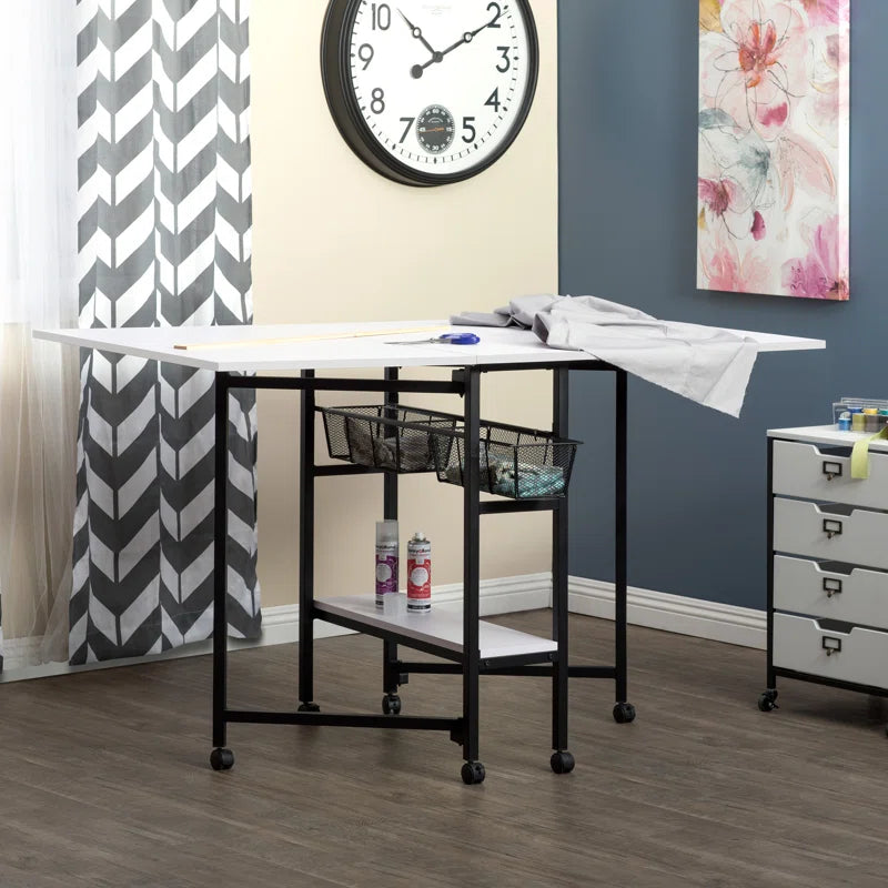 Versatile 60'' x 36'' Mobile Foldable Craft Table - Ideal for Creative Projects