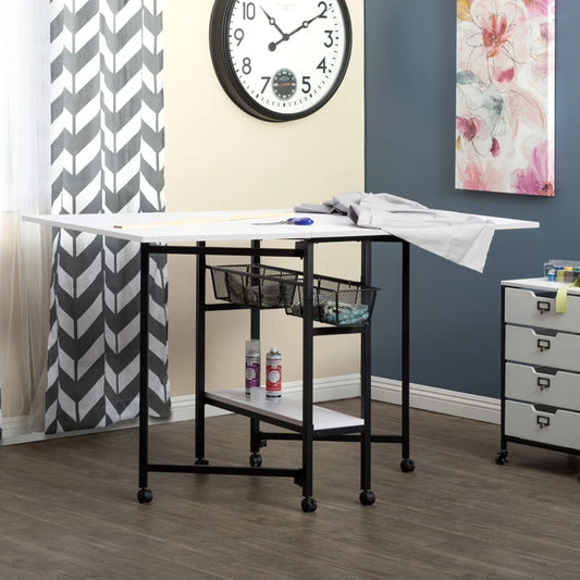 Versatile 60'' x 36'' Mobile Foldable Craft Table - Ideal for Creative Projects