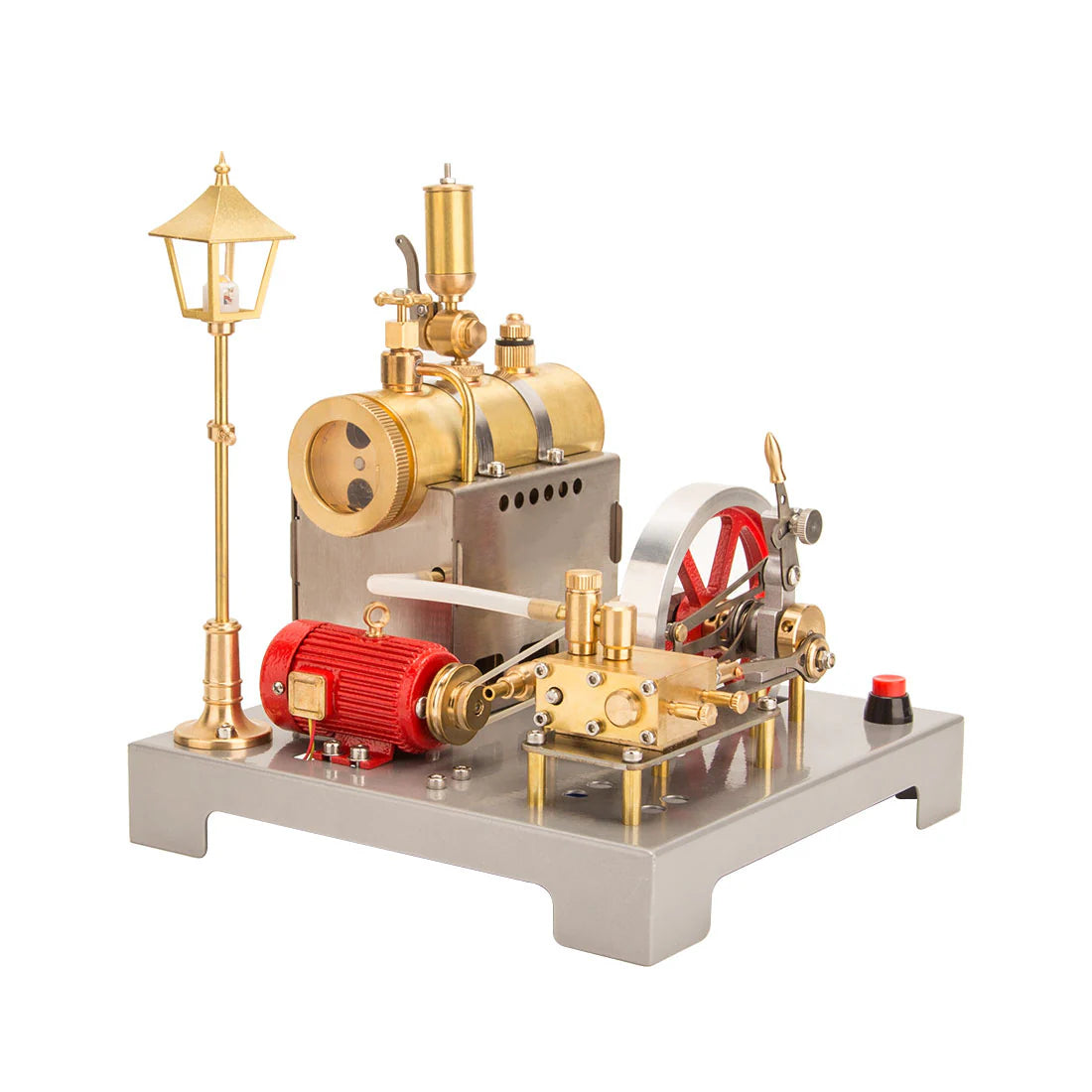 RETROL SE-02 Metal Steam Engine Model Kit with Generator Street Lamp - 100-Piece Creative Building Set