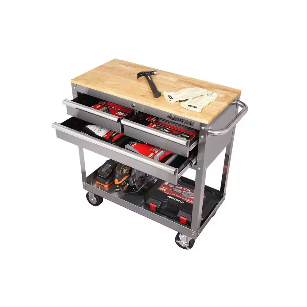 Premium 36-Inch Stainless Steel Utility Cart for Optimal Tool Organization