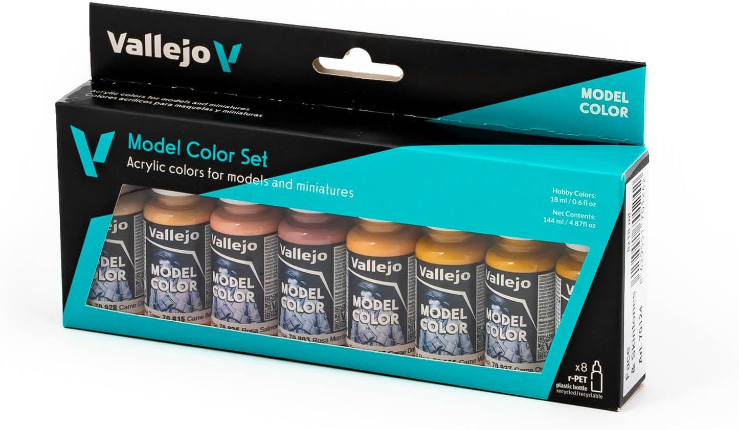 Vallejo Face and Skin Color Paint Set, 8 Colors, 17 ml (0.5 fl oz) - Pack of 8