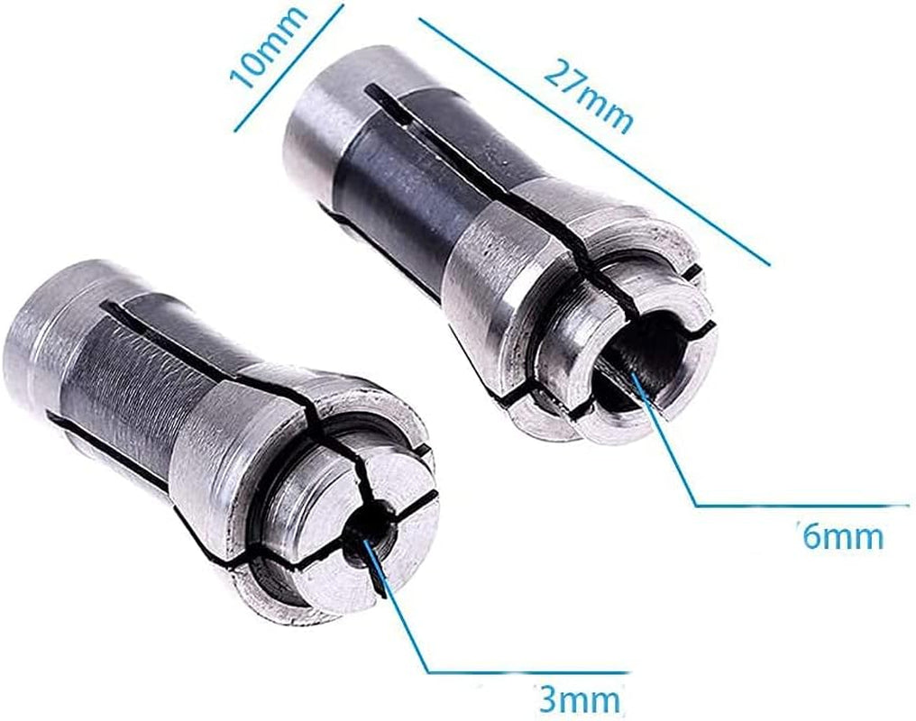 Luo Ke Industrial Die Grinder Collet Set - Durable Carbon Steel Chuck for 3mm and 6mm Arbors (Pack of 2)