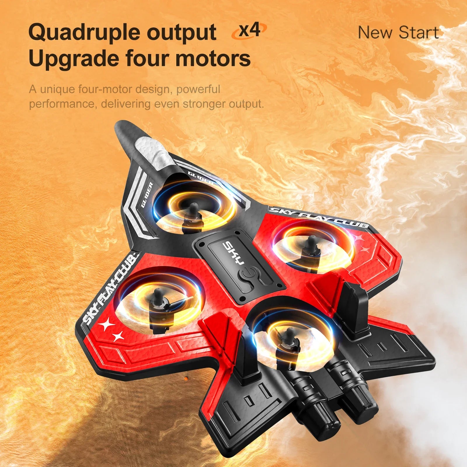 YP3 Glider Flying Helicopter RC Jet Plane - 2.4G Stunt Foam Fighter Drone with Colorful Lights