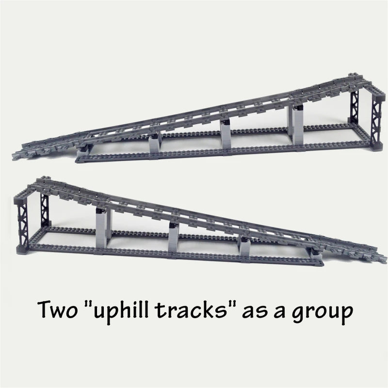 City Train Tracks & Station Building Blocks Set - Mini Signs, Signal Lights, Straight & Curved Rails for Creative Railway Models