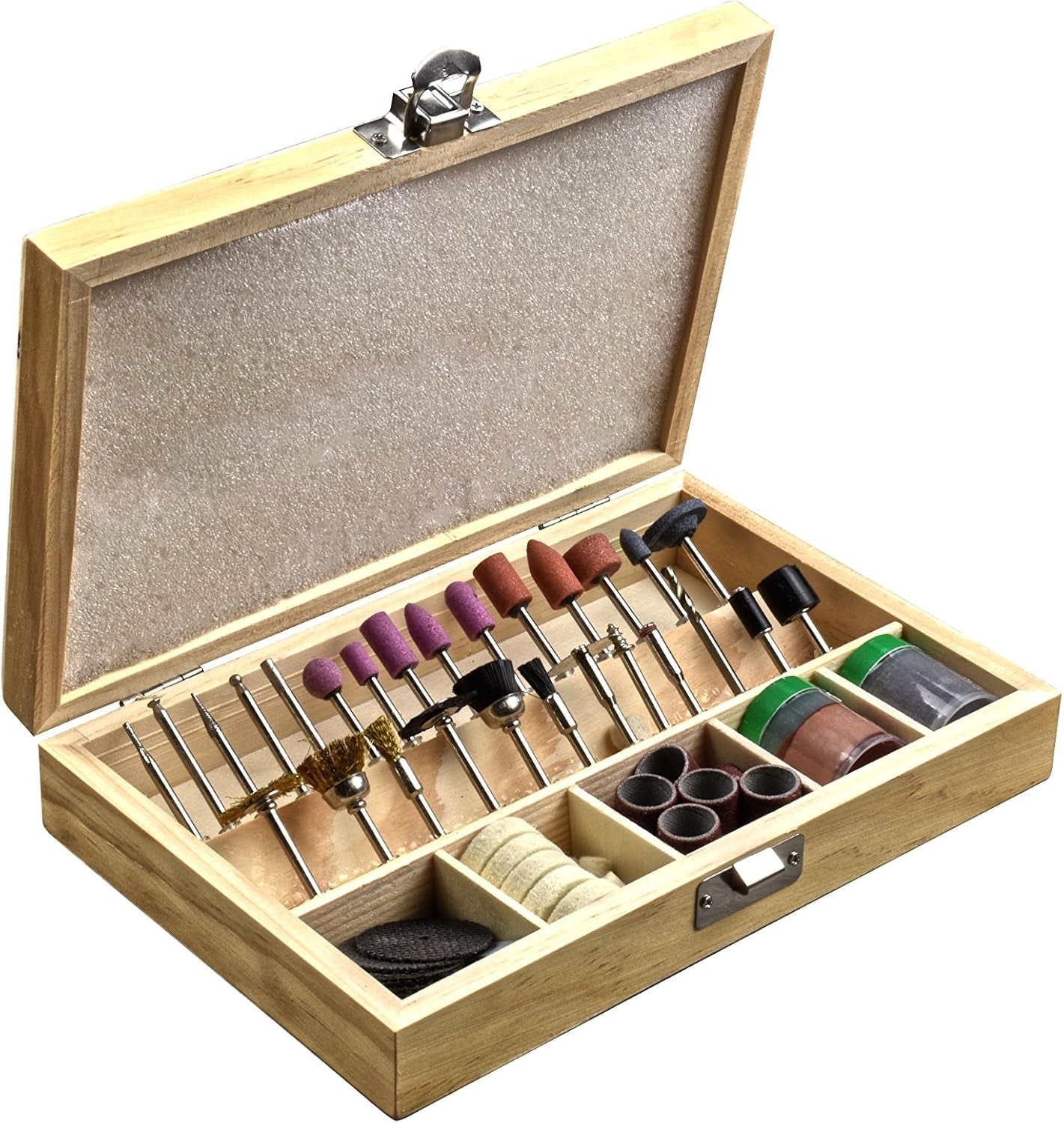 228-Piece Rotary Tool Accessory Kit - Comprehensive Set for Polishing, Drilling, and Engraving with Sanding Bands, Grinding Stones, Woolen Wheels, and Elegant Wooden Storage Case - RA9228