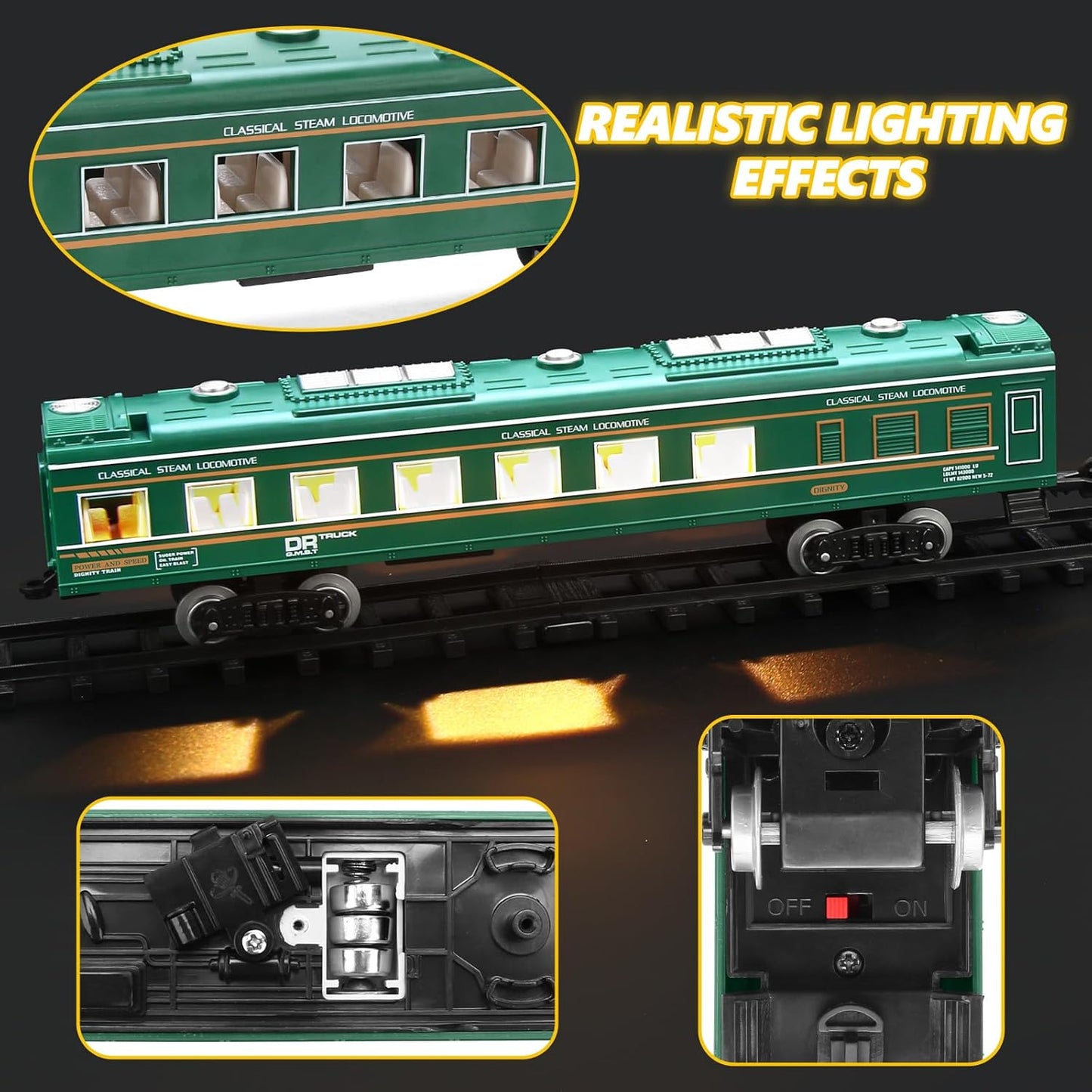 Electric Train Set for Children: Steam Locomotive with Coal Car, Passenger Coach, Cargo Car, Extended Tracks, and Features Smoke, Lights, and Sound - Battery-Powered Railway Kit for Boys and Girls