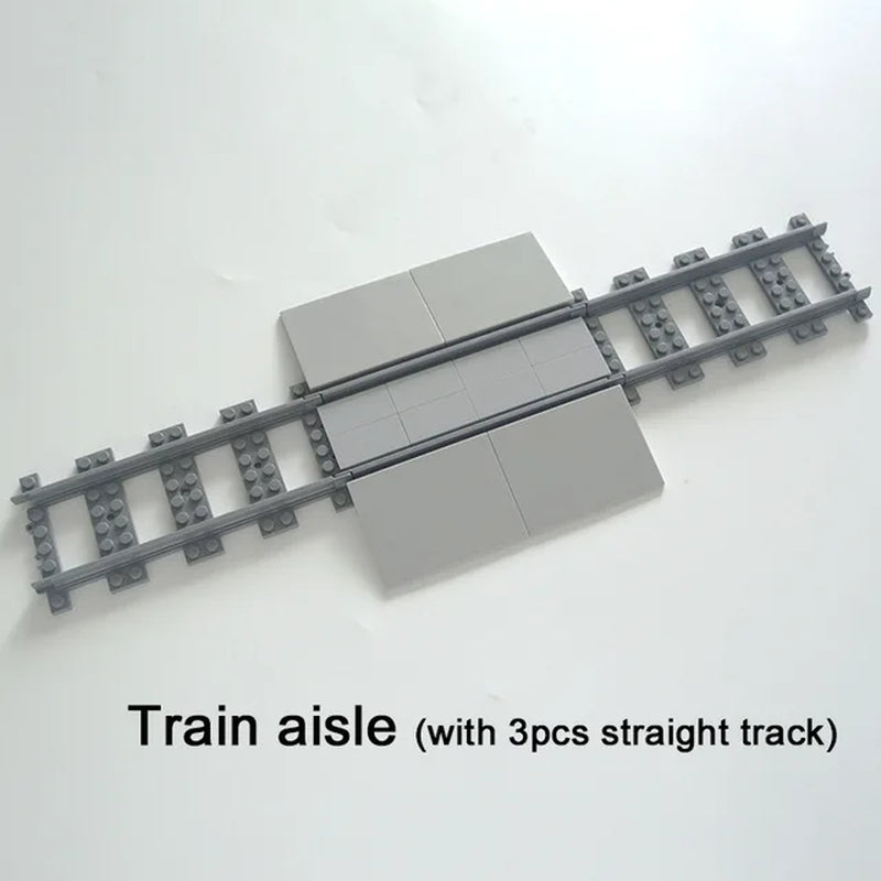City Train Tracks & Station Building Blocks Set - Mini Signs, Signal Lights, Straight & Curved Rails for Creative Railway Models