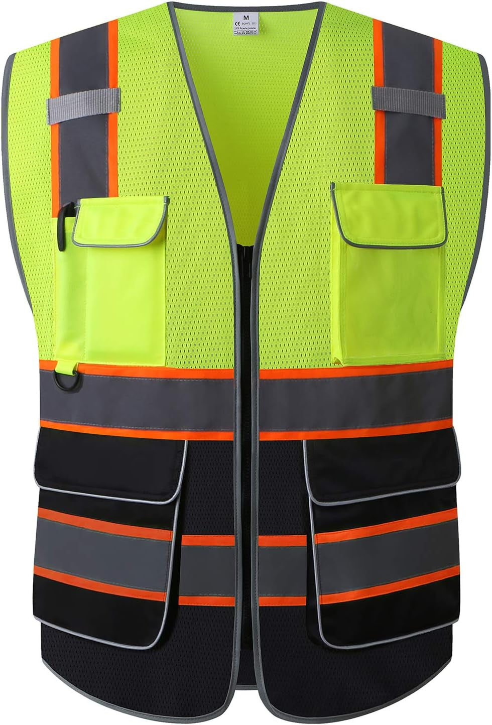 UNINOVA Class 2 High Visibility Reflective Safety Vest for Men with Pockets and Zipper, Ideal for Construction and Surveying Work
