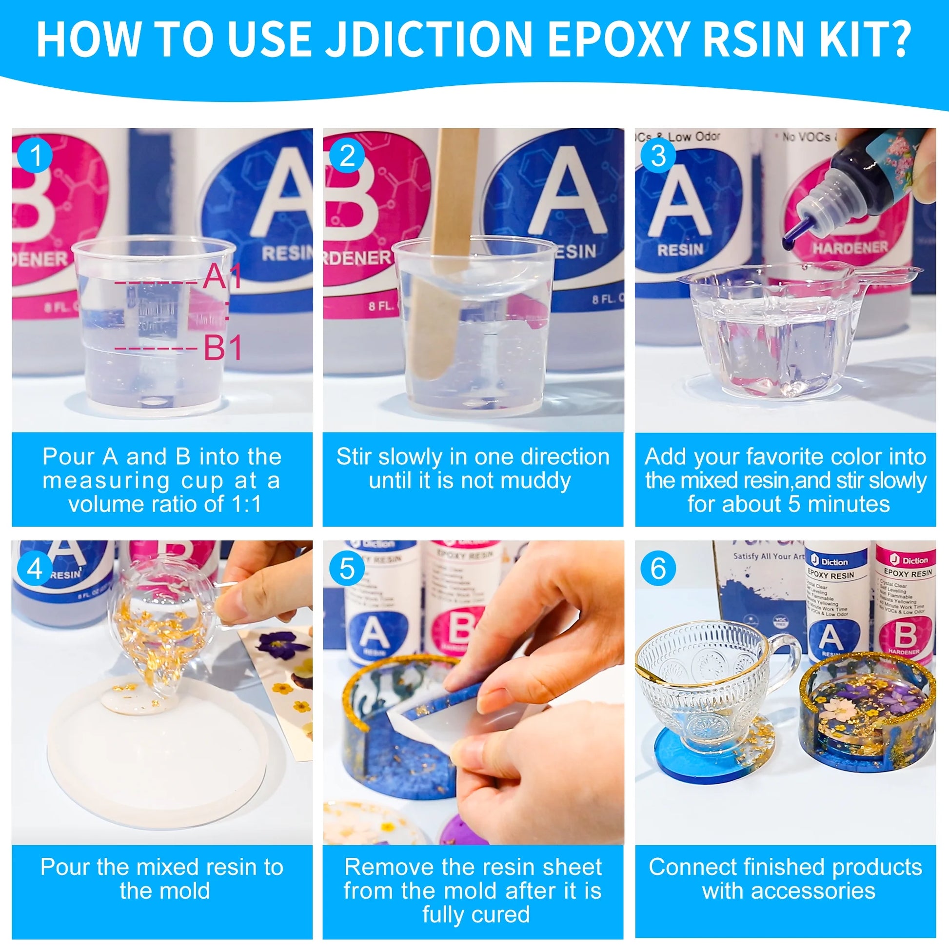 Ultimate 16Oz Epoxy Resin Kit for Art Enhancement - Includes Coaster Molds, Vibrant Pigments, Sparkling Glitter, and Gold Flakes