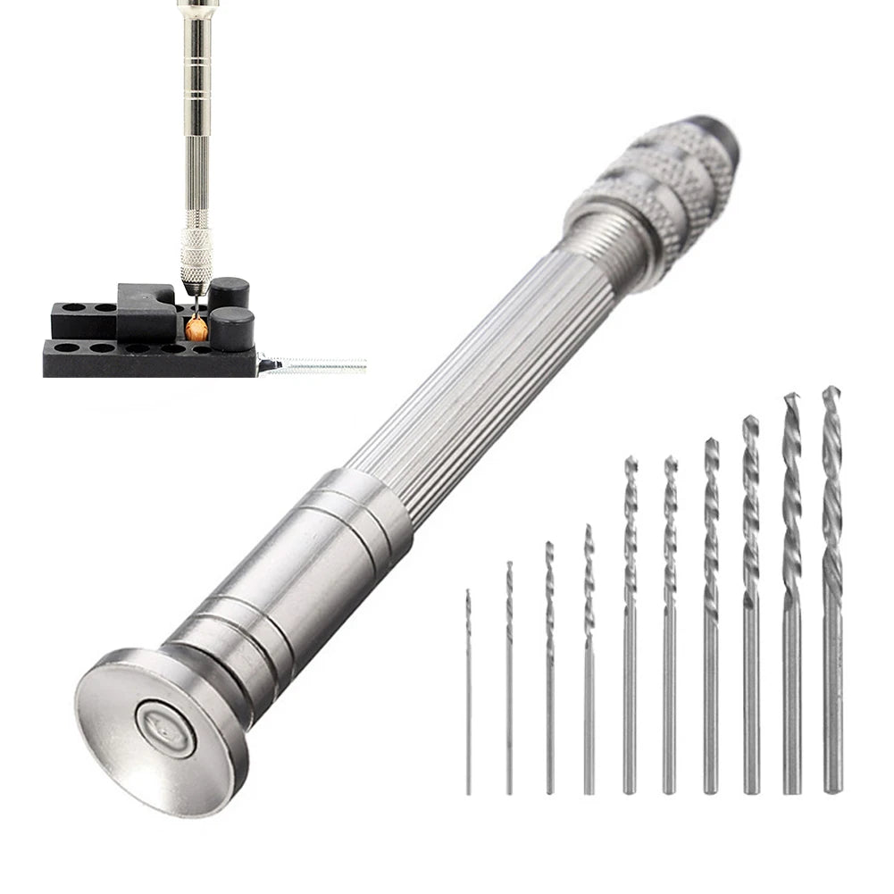 Professional Hand Drill Set with 0.8mm-3.0mm Bits for Model Making, Hobbies, and Woodworking Projects