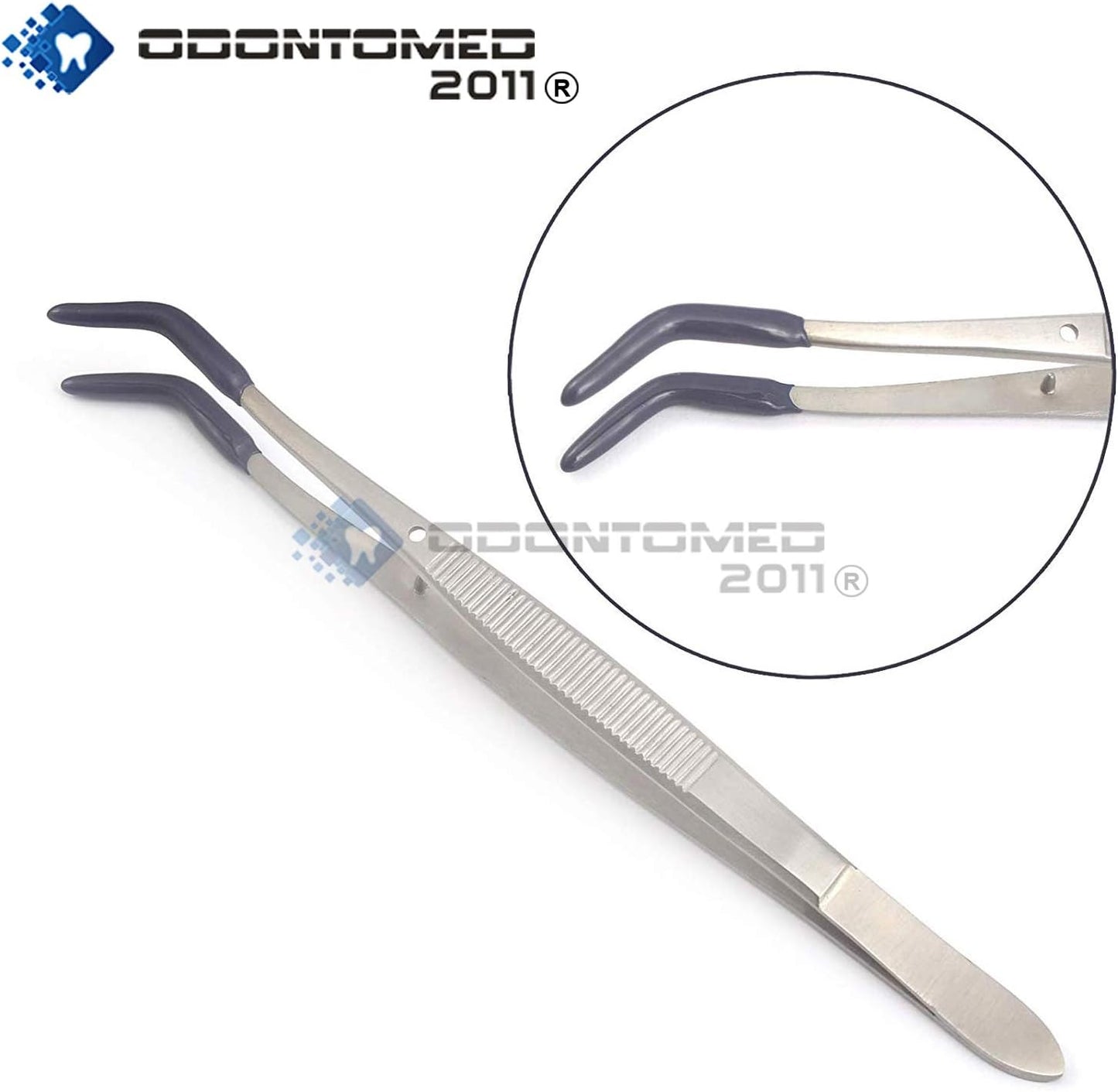 Premium Set of 2 Bent Tip Tweezers with Rubber Tips and PVC Coating for Jewelry and Crafting Applications