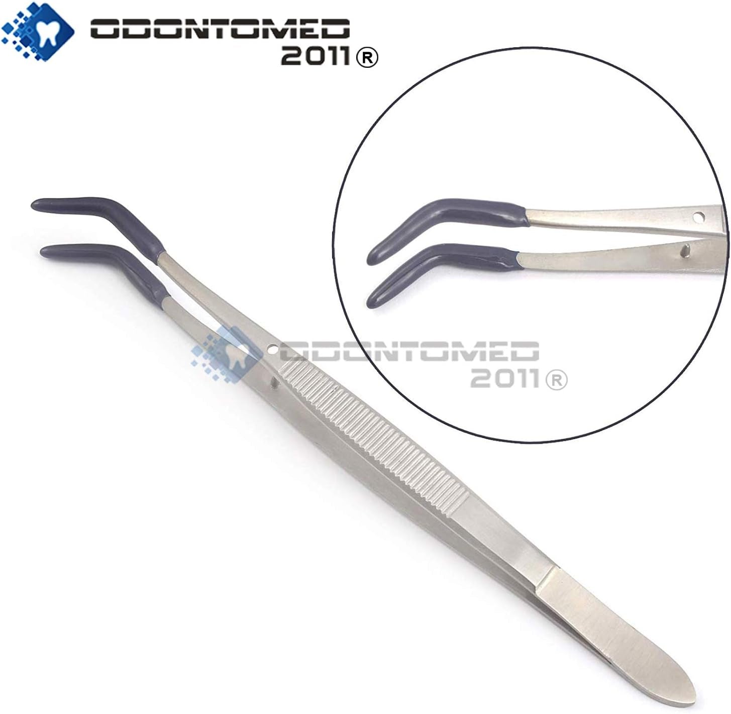 Premium Set of 2 Bent Tip Tweezers with Rubber Tips and PVC Coating for Jewelry and Crafting Applications