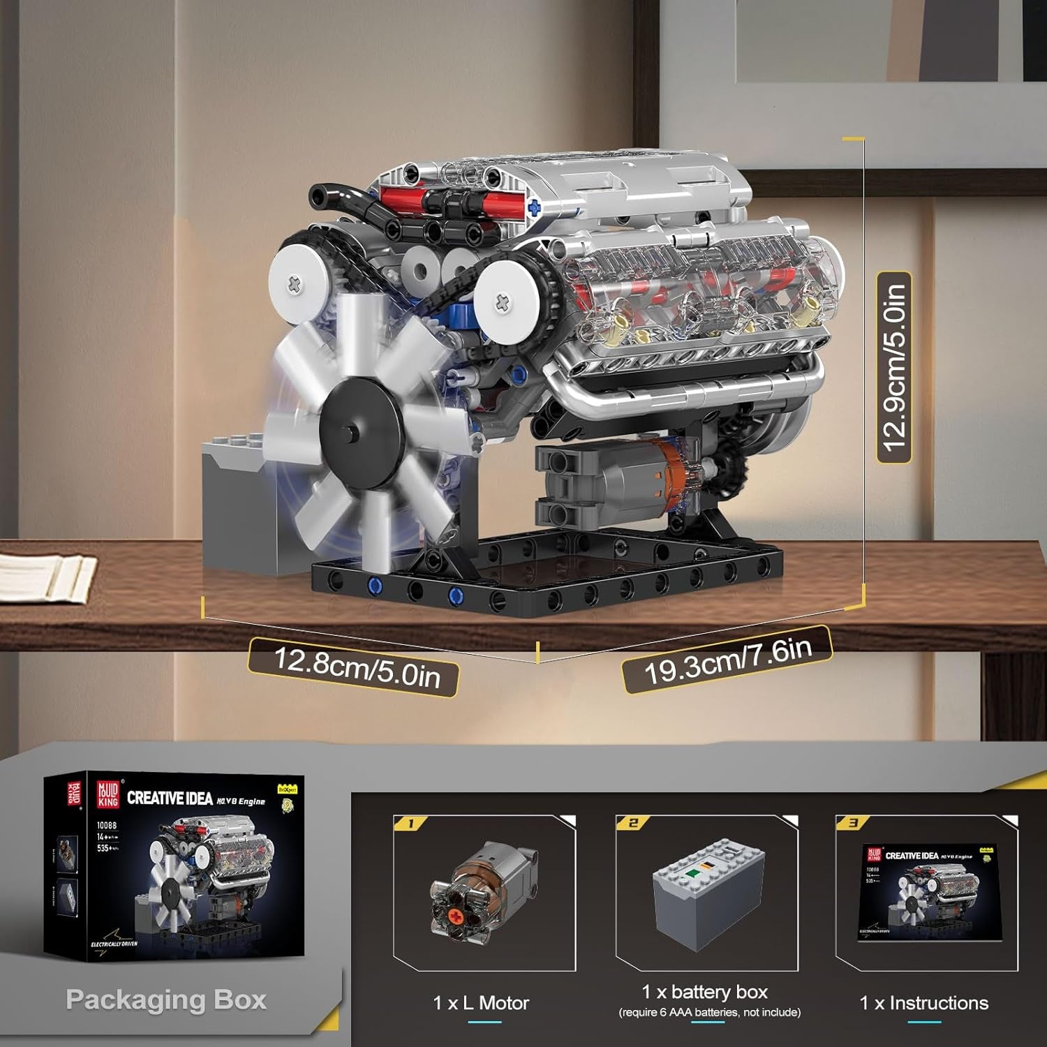 V8 Engine Model Kit - 535-Piece DIY Engineering Set