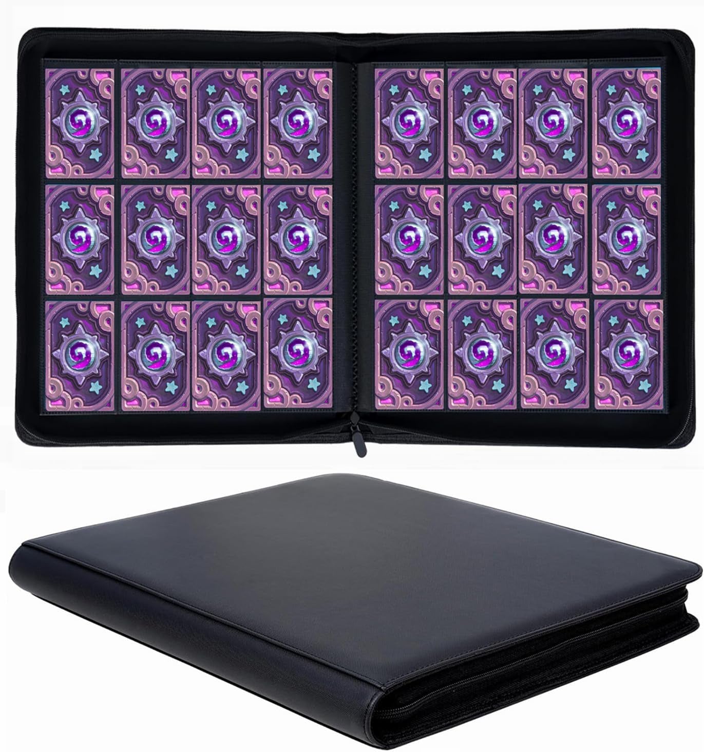 12-Pocket 720-Card Trading Card Binder with Ringless Side Loading Design