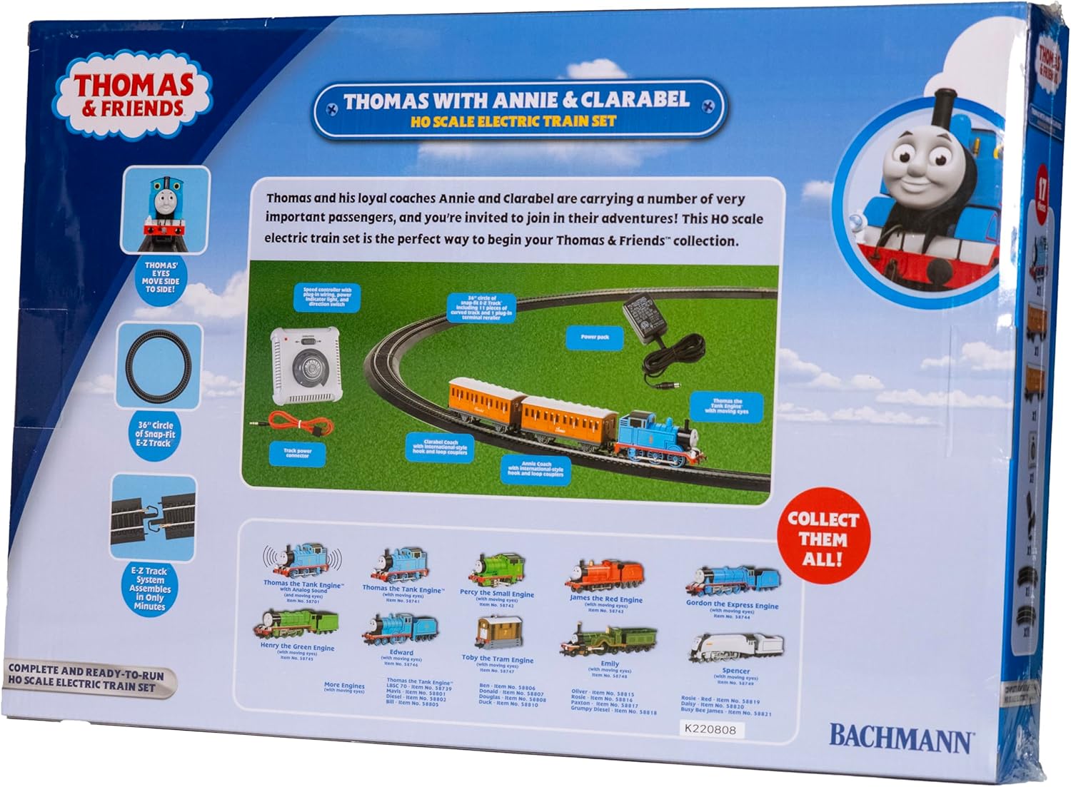 Bachmann Trains Thomas & Friends Electric Train Set featuring Thomas with Annie and Clarabel - HO Scale