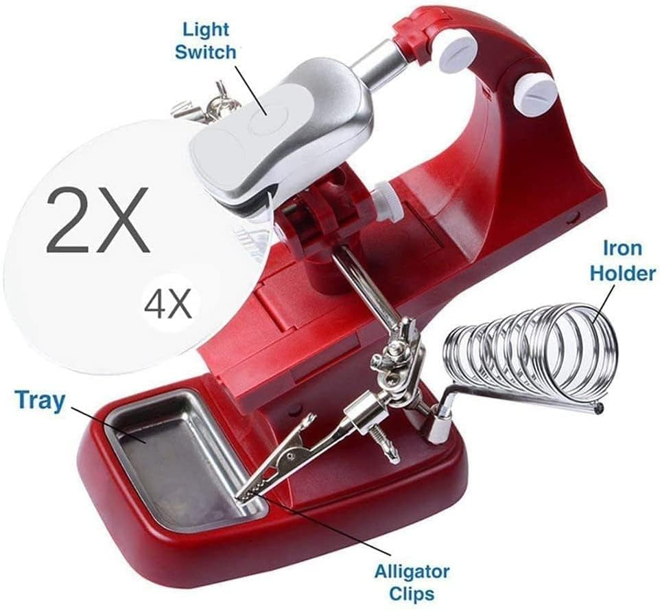 Versatile Helping Hand Magnifier Soldering Station with Dual LED Illumination for Precision Tasks