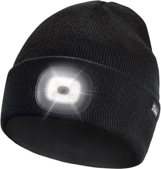 Etsfmoa Unisex USB Rechargeable Beanie with Light - Ideal Gift for Men, Dads, and Fathers