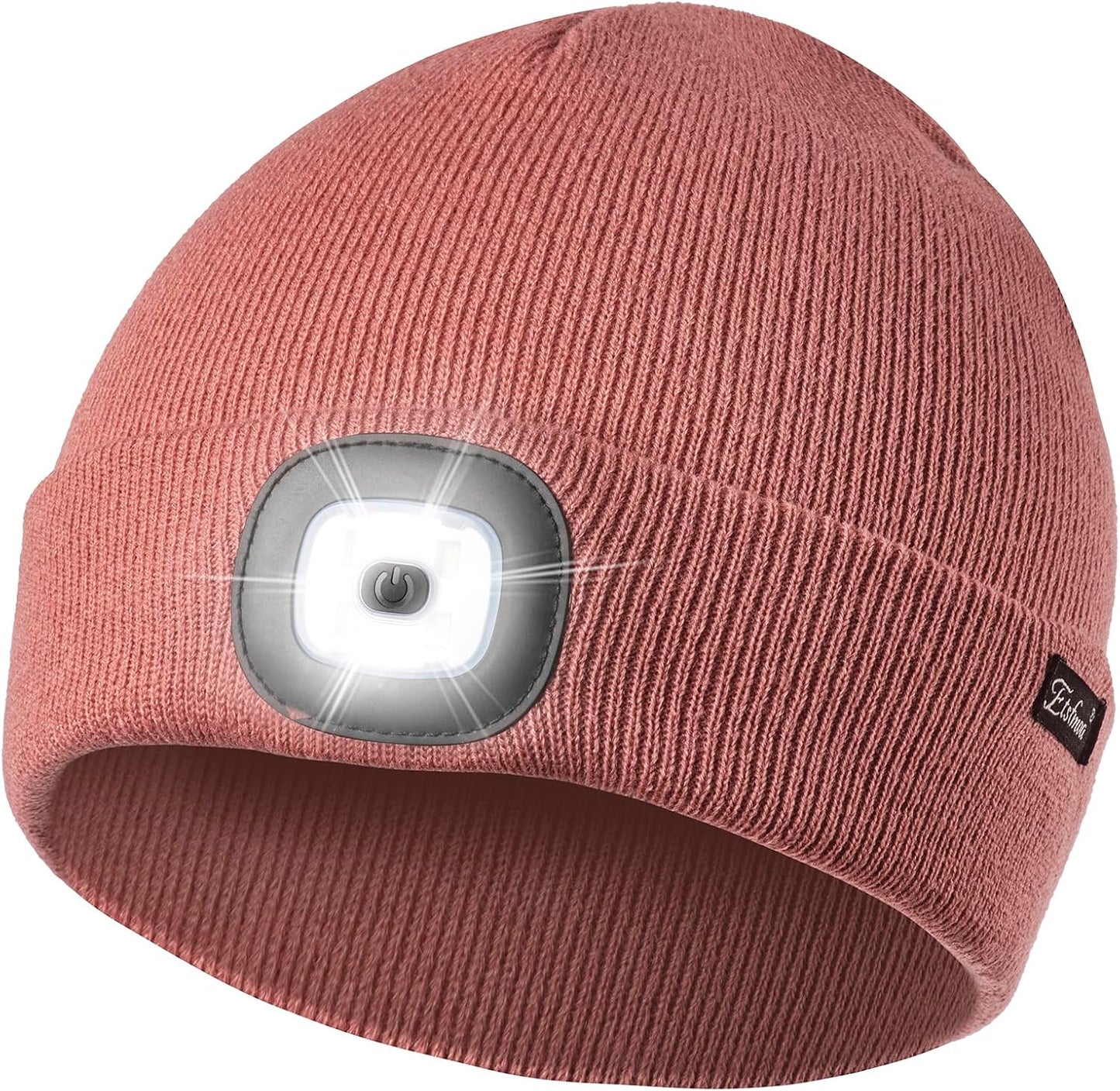 Etsfmoa Unisex USB Rechargeable Beanie with Light - Ideal Gift for Men, Dads, and Fathers