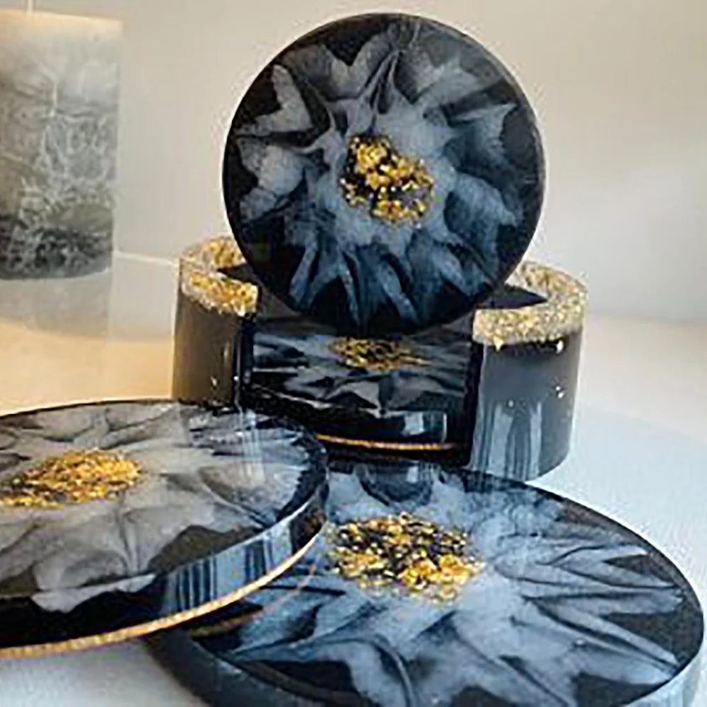 Ultimate 16Oz Epoxy Resin Kit for Art Enhancement - Includes Coaster Molds, Vibrant Pigments, Sparkling Glitter, and Gold Flakes
