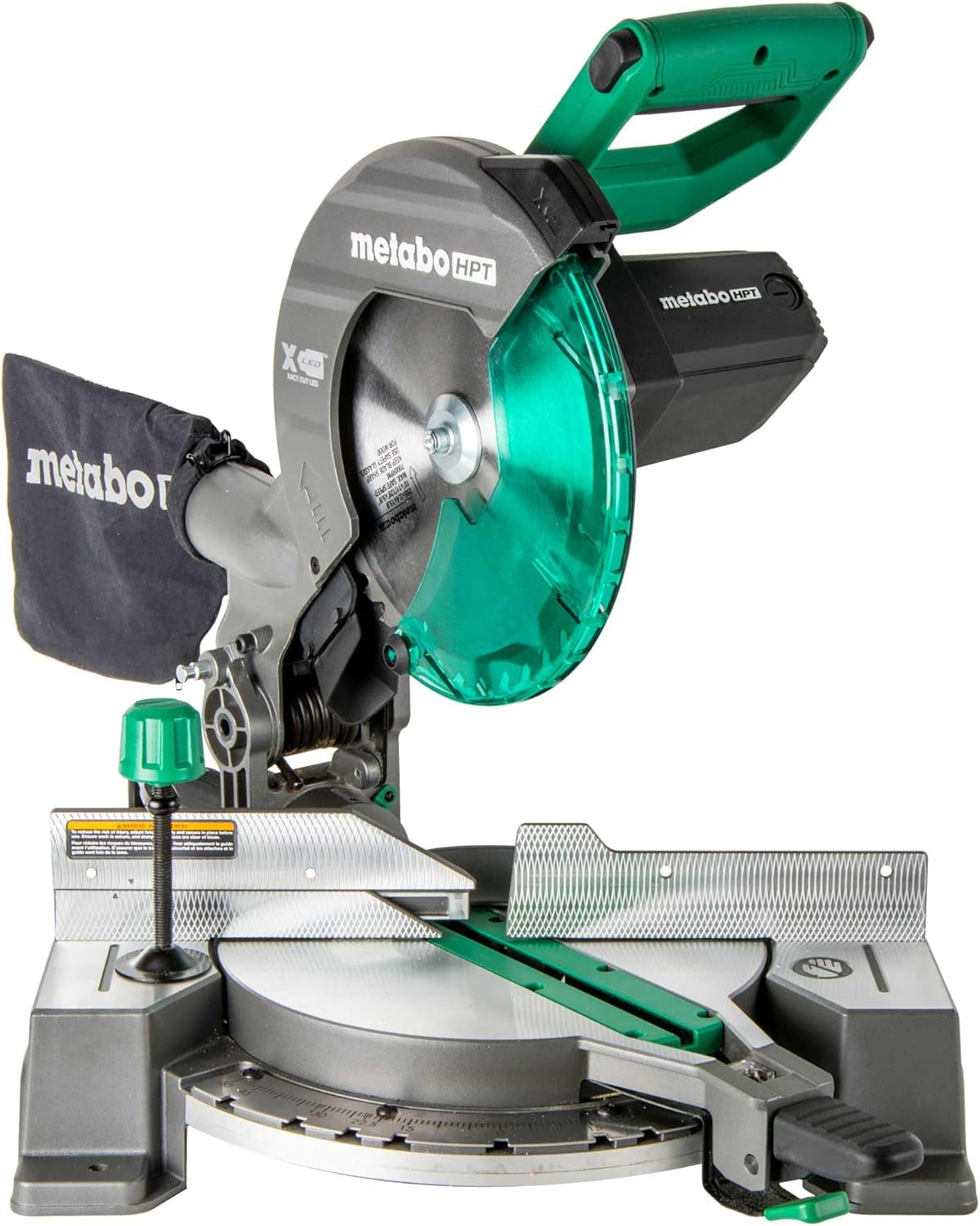 Metabo HPT 10-Inch Compound Miter Saw with 15-Amp Motor, Precision Miter Angles, Single Bevel 0-45°, 24T TCT Blade, Positive Stops, and Lightweight Design, Model C10FCGS