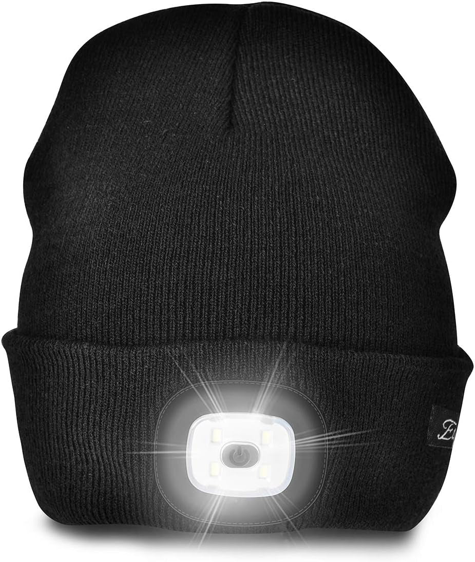 Etsfmoa Unisex USB Rechargeable Beanie with Light - Ideal Gift for Men, Dads, and Fathers