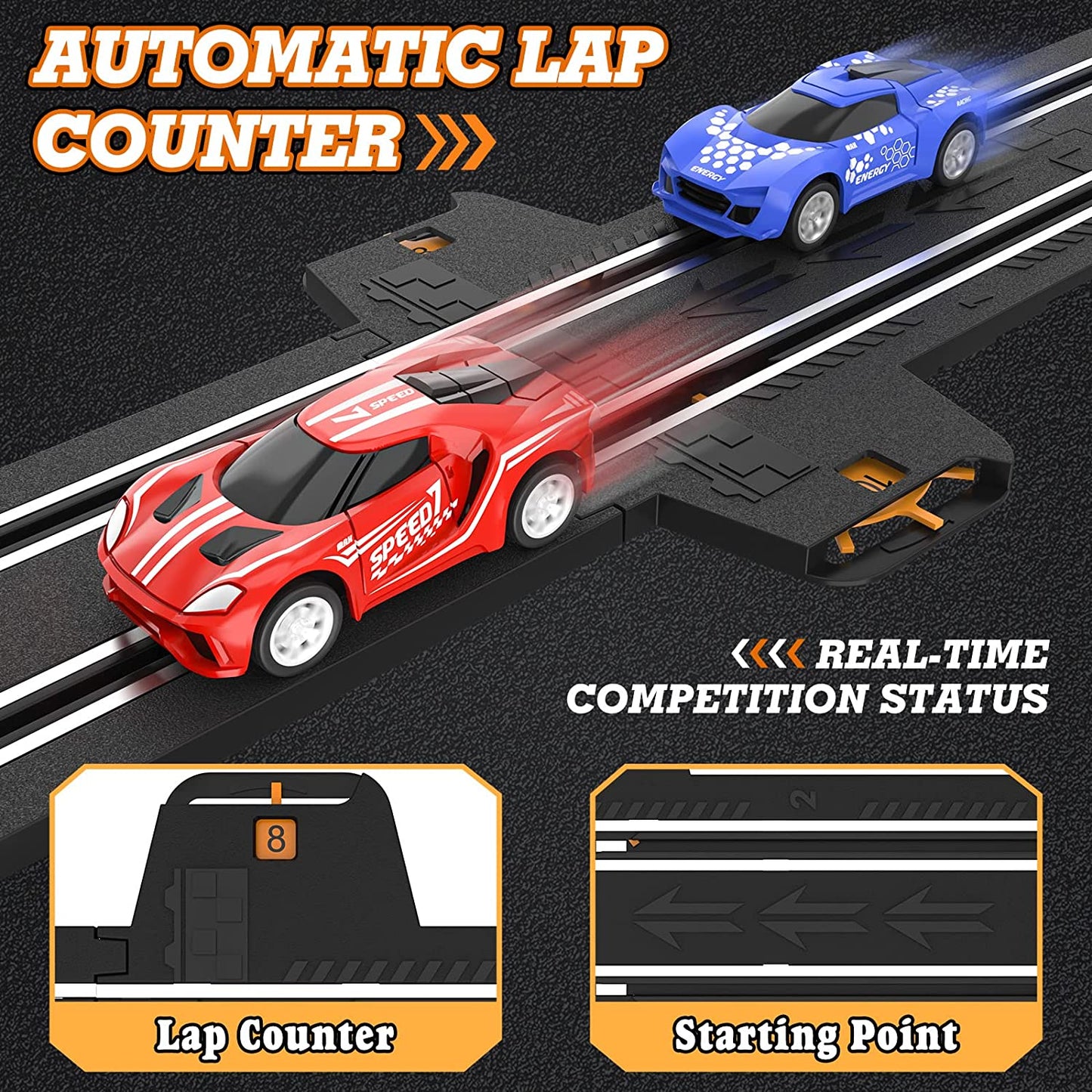 Premium Slot Car Racing Track Set - Enjoy Exciting Competitions with Four High-Speed Cars and Dual Power Options