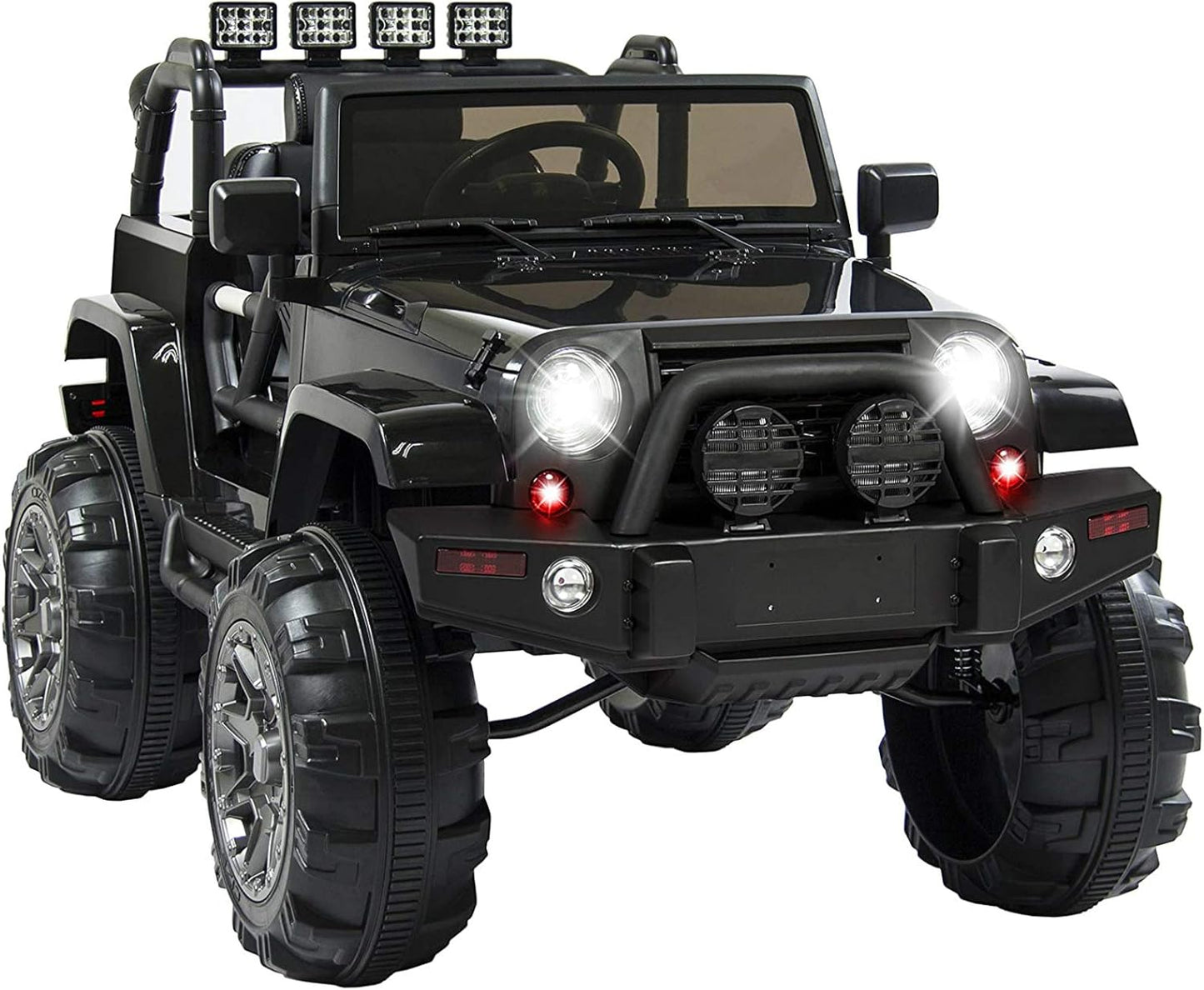 HONEY JOY 12V Electric Ride-On Truck for Children with Remote Control, Spring Suspension, LED Lighting, Functional Doors, and Safety Belt - Pink Toddler 4-Wheeler