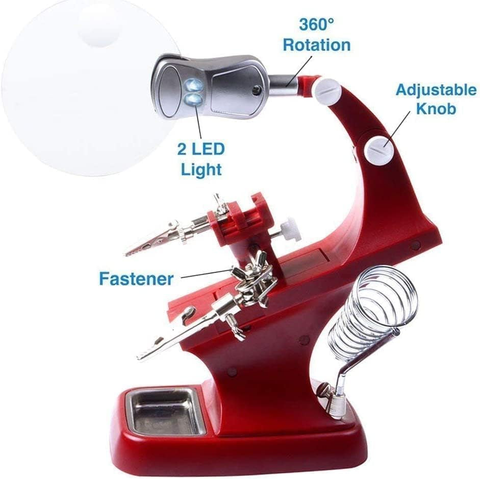 Versatile Helping Hand Magnifier Soldering Station with Dual LED Illumination for Precision Tasks