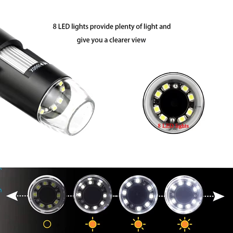 1600X Portable Digital Microscope Camera - Multifunctional 3-in-1 USB Type-C LED Magnifier for Soldering and Mobile Device Repair