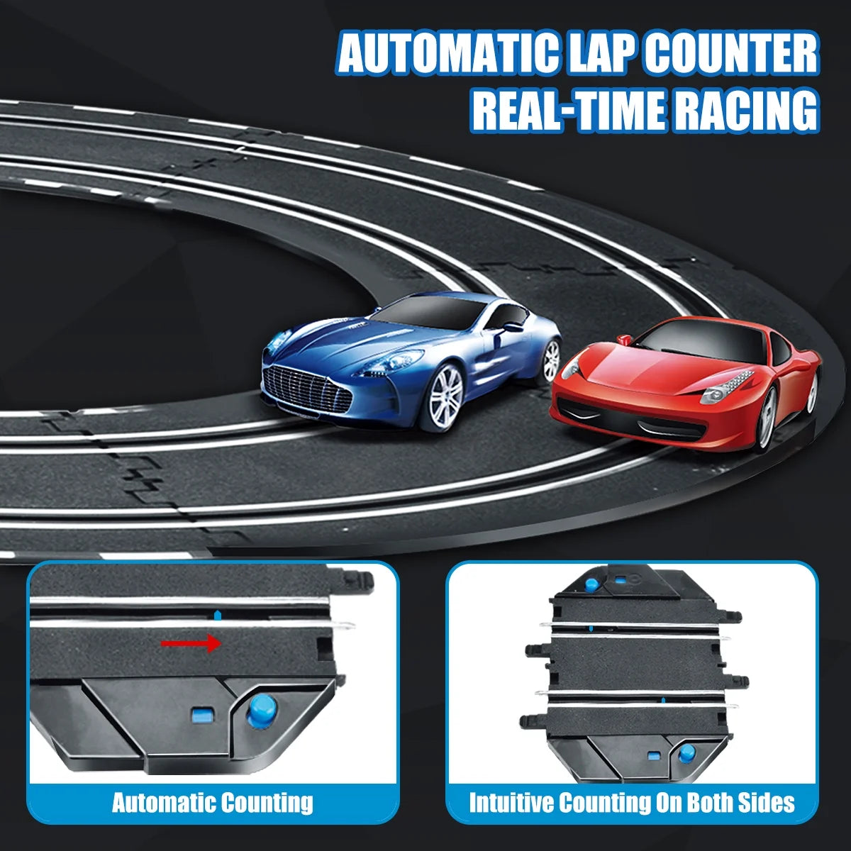 28-Foot Dual Slot Car Racing Track Set with 4 High-Speed Cars, Electric and Manual Controllers, Overpass Design for Children Ages 4-12
