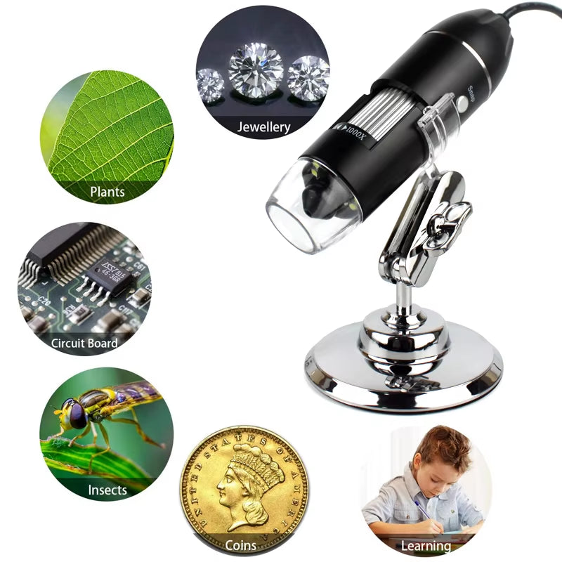 1600X Portable Digital Microscope Camera - Multifunctional 3-in-1 USB Type-C LED Magnifier for Soldering and Mobile Device Repair