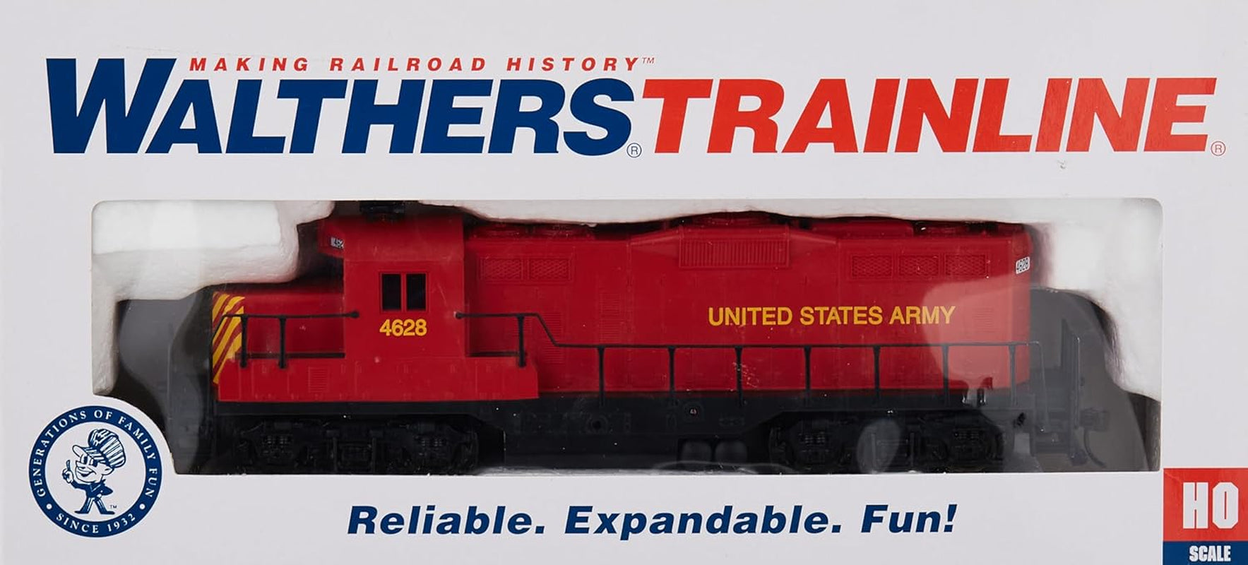 Walthers Trainline HO Scale EMD GP9M Standard DC Locomotive - United States Army #4628