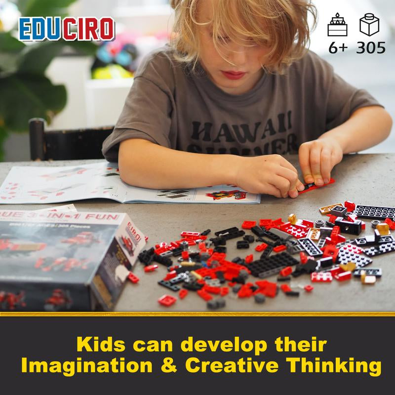 Educiro 3 in 1 Train Motorcycle Tractor Building Kit STEM Creative Toys Gifts for Kids Building Toys